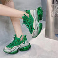 Women's leather casual sports shoes with thick jelly sole and cross-tie lace in multiple colours