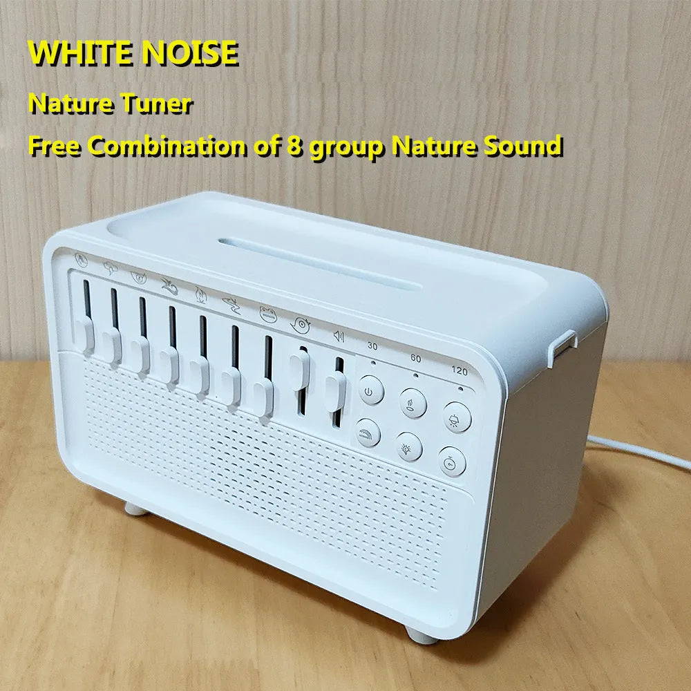 White geometric stereo Bluetooth speaker white noise machine with humidifier and night light functions