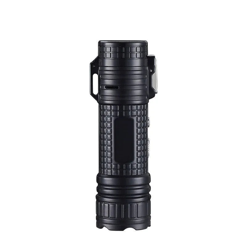 TH727 multifunctional metal flashlight lighter in camouflage, red, black, blue, and yellow colour options