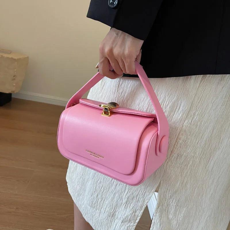 Women's personalised shoulder messenger bag in PU leather with letter detailing