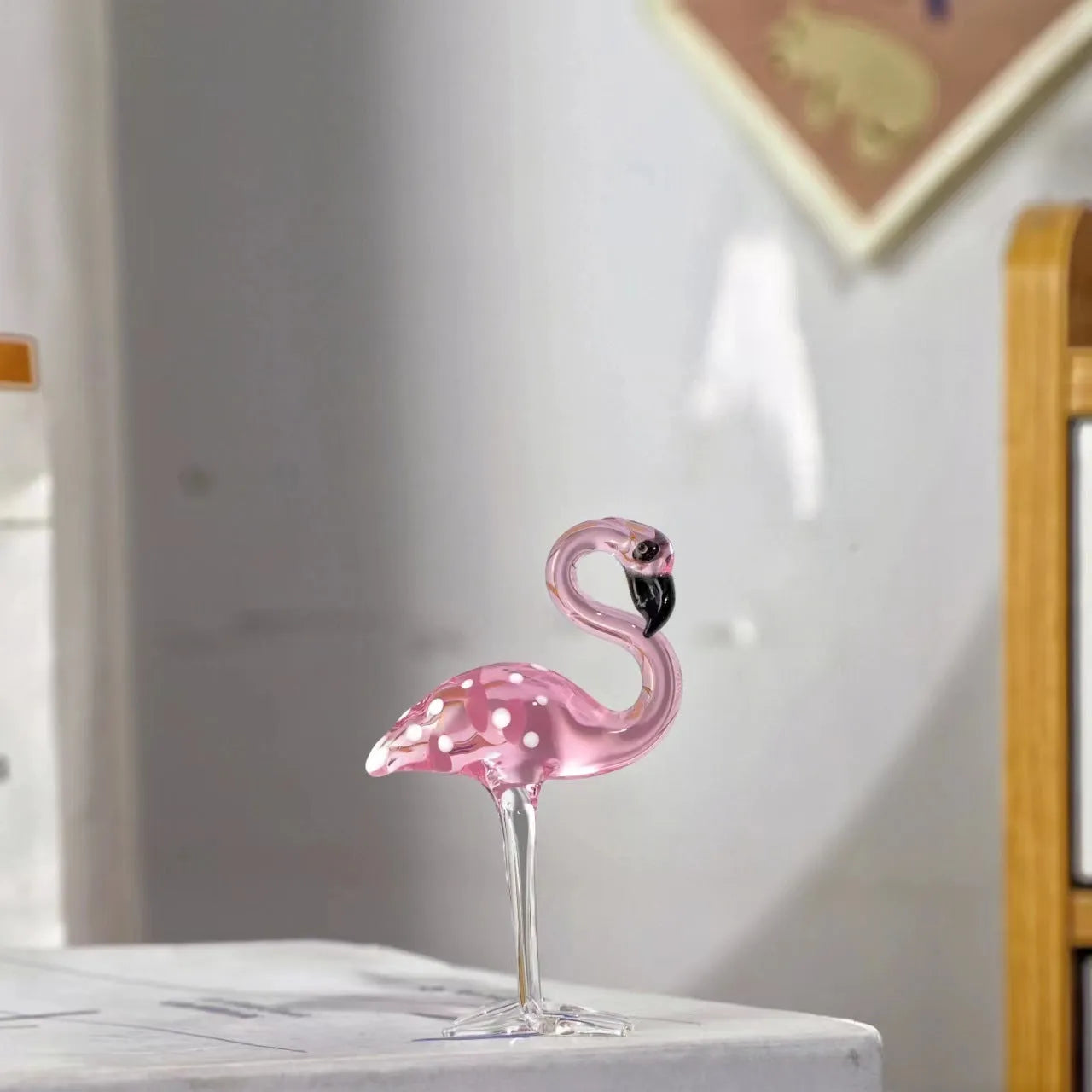 Pink crystal flamingo decorative ornament for tabletop display