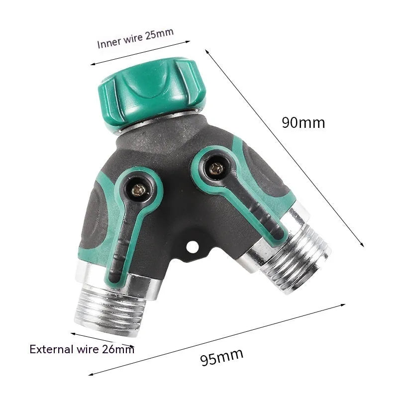 Zinc alloy garden ball valve splitter with 6-point double pass design for water control
