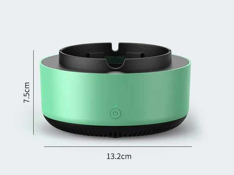 Smoke removal air purification ashtray with negative ion air purifier, portable battery powered, starry sky green colour