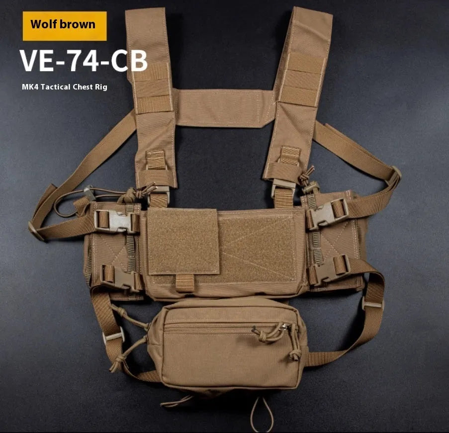 Tactical expandable chest vest in Cordura fabric, one size fits all, black colour, with breathable mesh back panel for team activities