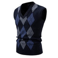 Men's loose fit plaid pullover sweater in grey, modal spandex blend, casual leisure wear