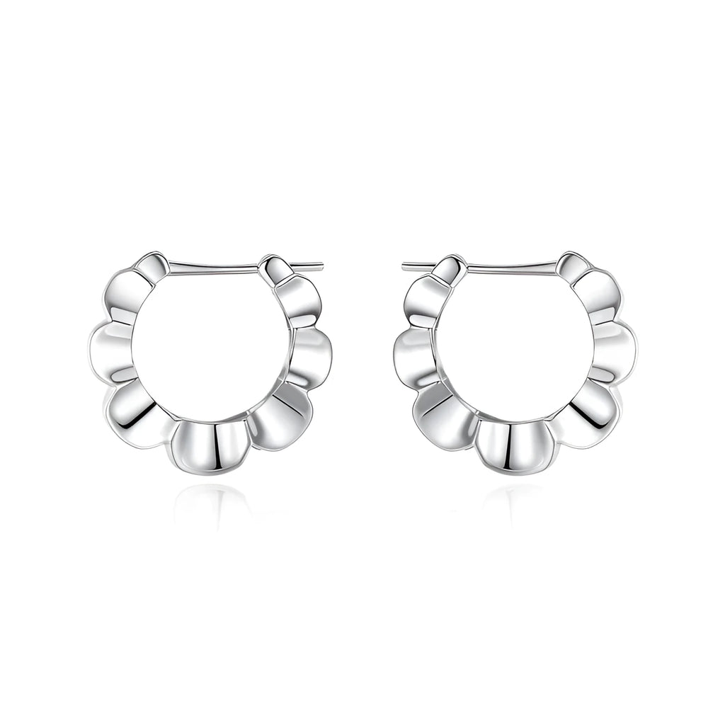 Sterling silver geometric earrings with round retro design elements