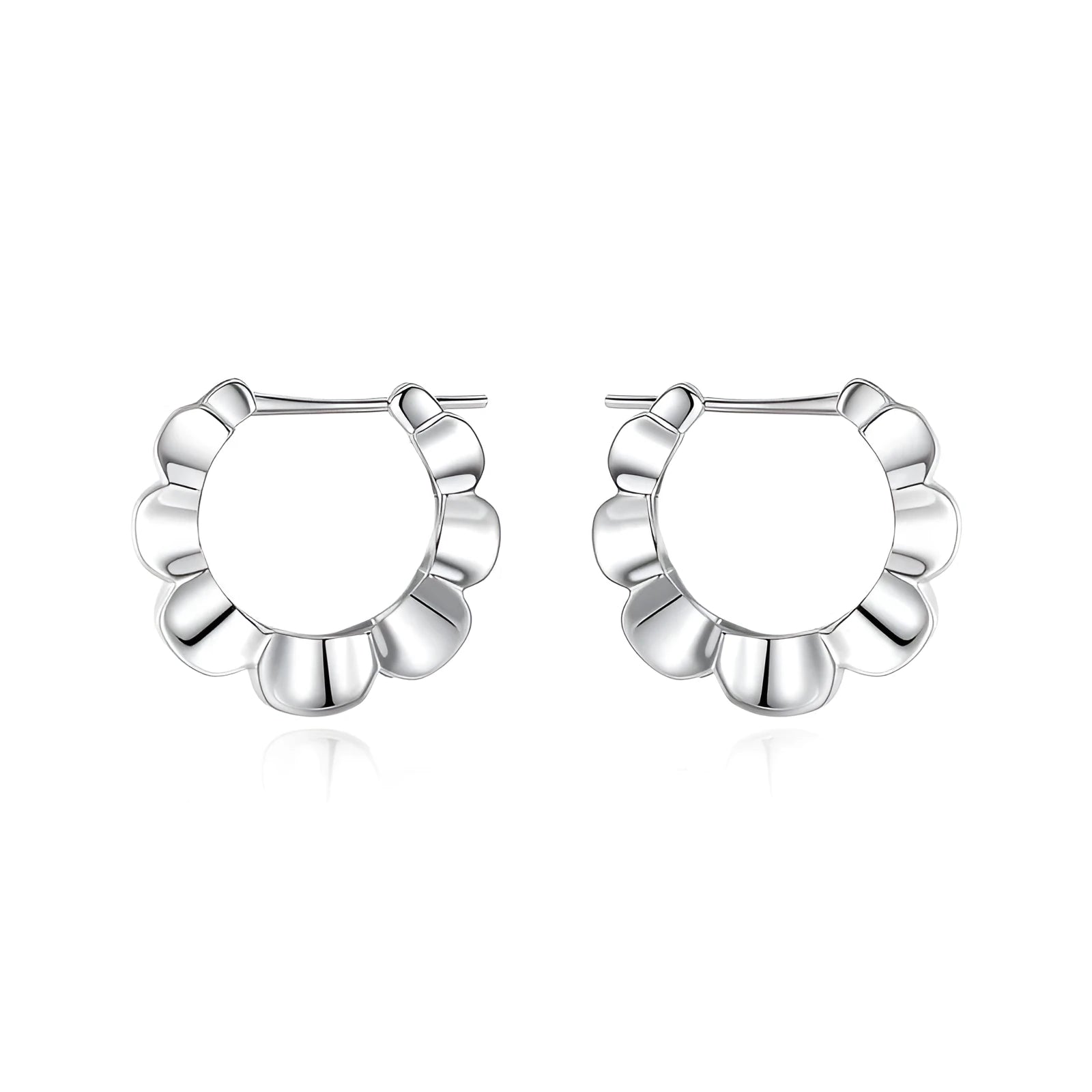 Sterling silver geometric earrings with round retro design elements