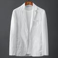 Men's slim fit linen suit jacket in chlorine fibre fabric with nine-point sleeves