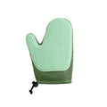 Right-handed pet hair removal glove in blue, green, or yellow, showing textured mesh surface
