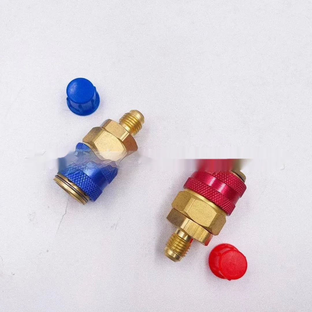 QC-12 straight quick connector in copper with golden yellow finish for automotive repair, pack of two