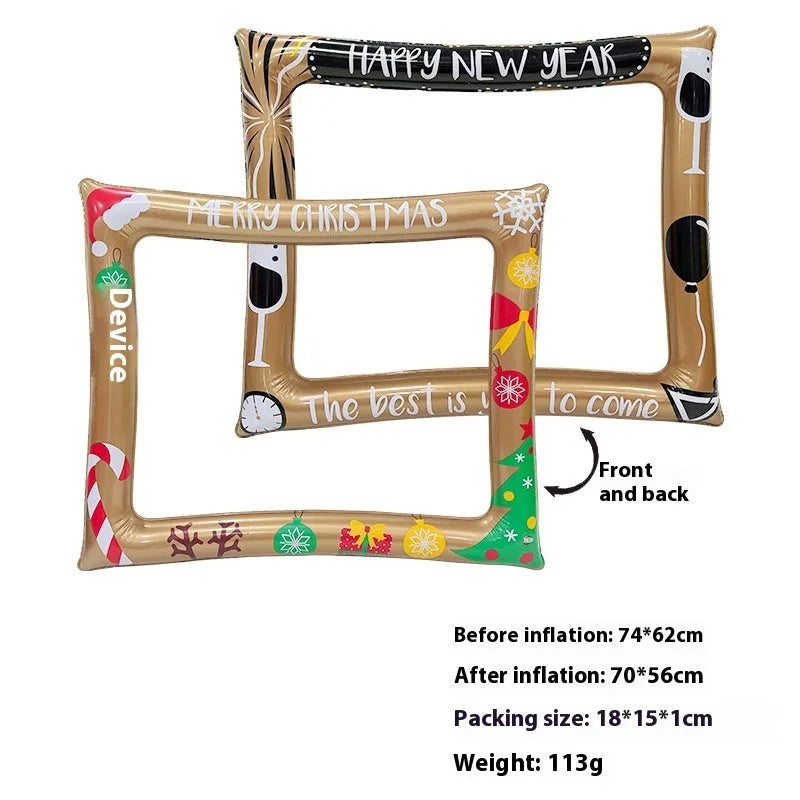 Christmas inflatable photo frame with holiday motifs for festive photography