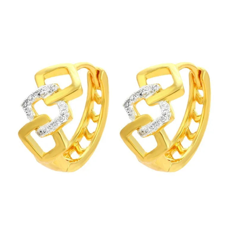 Geometric hollow out alloy earrings with electroplated gold finish and simple style