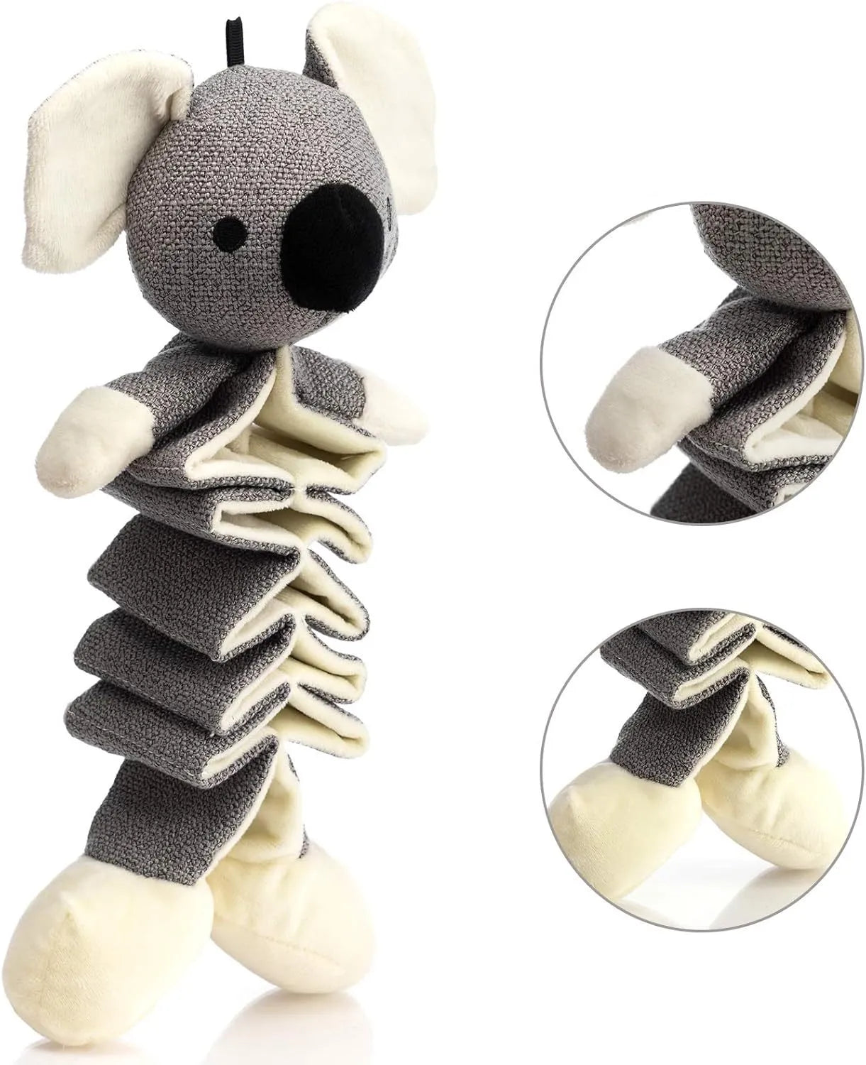 Hollypet grey koala squeaky dog toy with crinkle paper, measuring 30cm, for small medium and large dogs