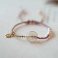 Women's vintage weave crystal bracelet with flower-shaped beads and ethnic styling