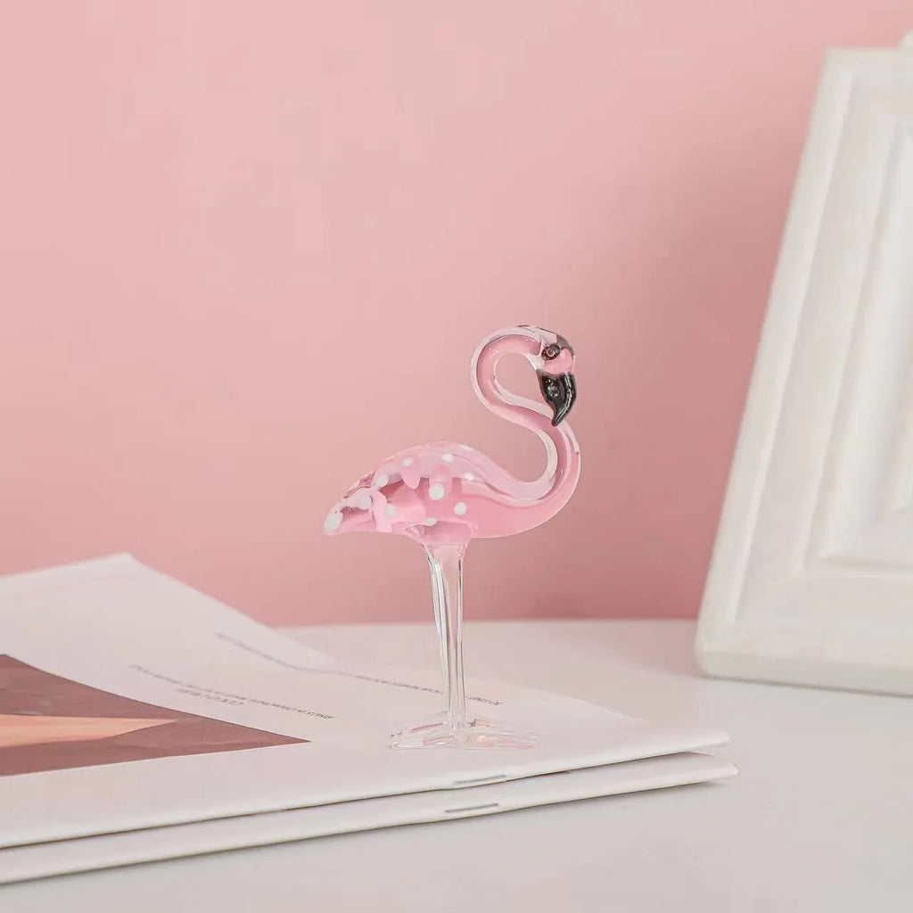 Pink crystal flamingo decorative ornament for tabletop display