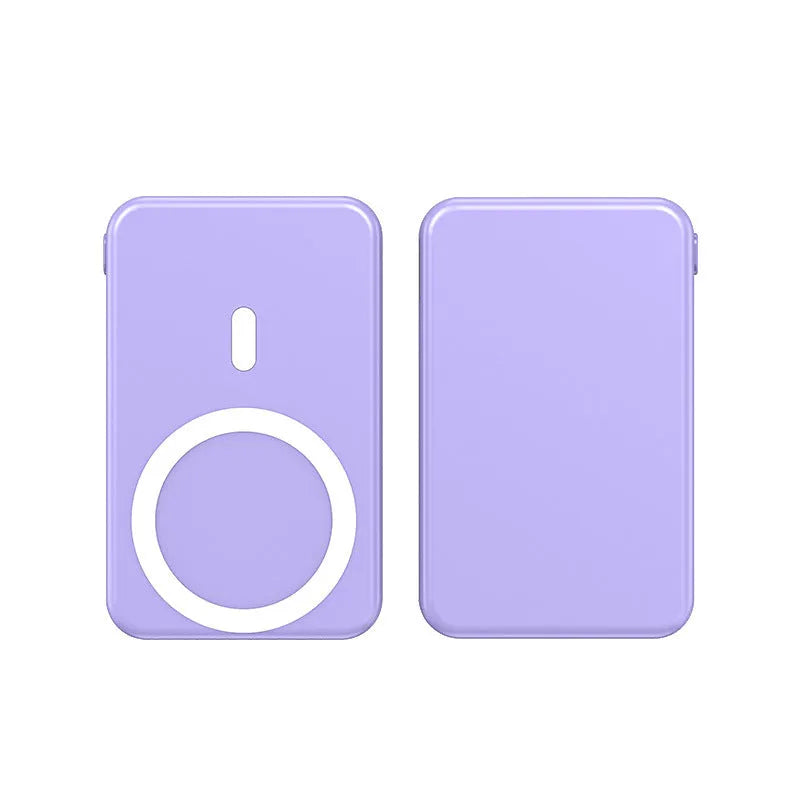 Ultra-thin 10000mAh portable power bank with magnetic wireless charging in white, black, and blue colour variants