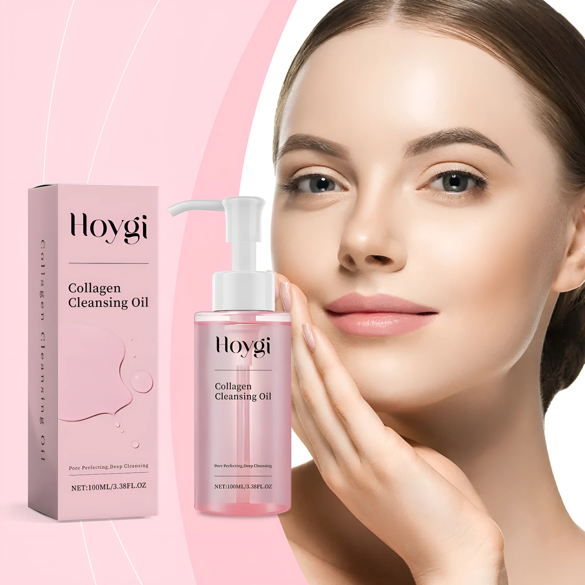 Collagen cleansing oil bottle 100ml with jojoba and grape seed oils as makeup remover