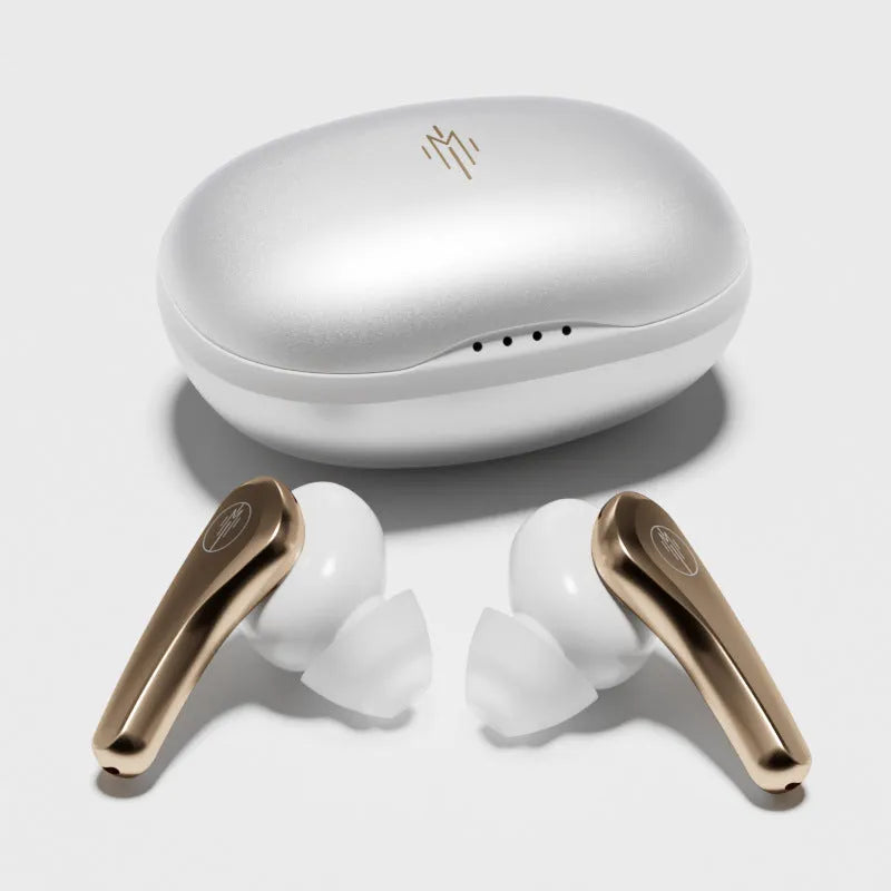 Wireless in-ear Bluetooth 5.3 headset in white, pink, purple, or black with charging compartment and data cable