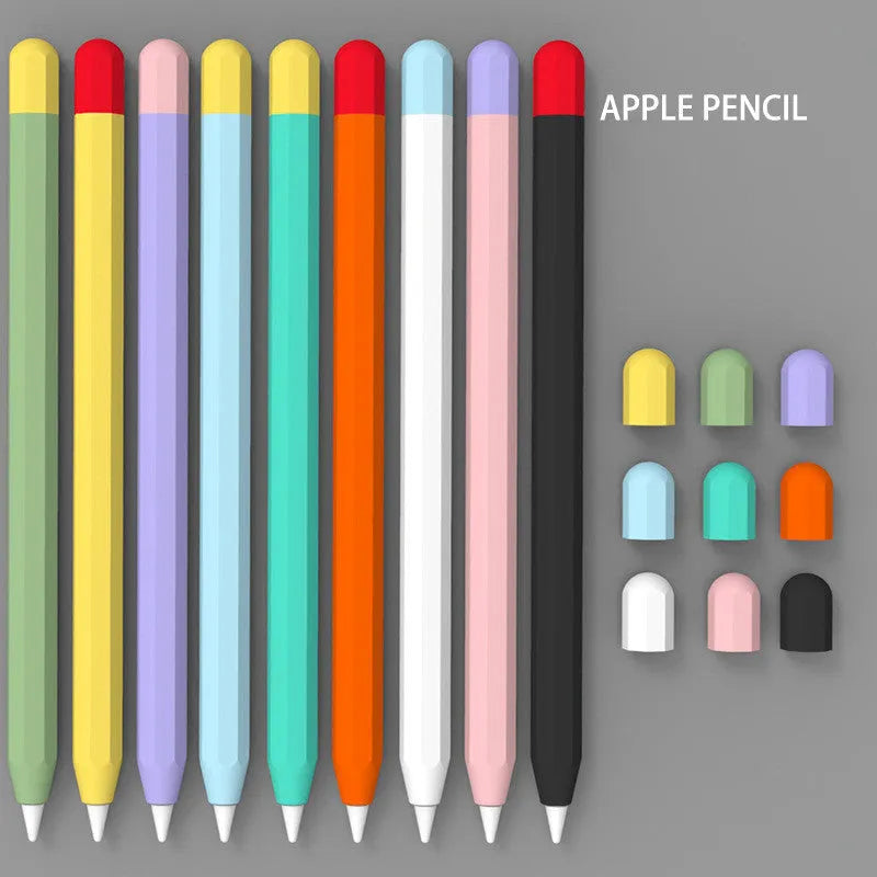 Octagonal pure silicone protective cover for Apple Pencil in black, slim 0.35mm design, anti-roll