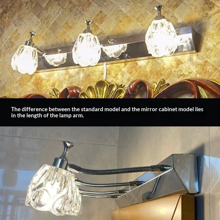 Mirror front bathroom wall lamp with double head, warm light, white finish