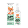 A 120ml bottle of pet oral spray for dog and cat dental care with chlorhexidine and mint extract.