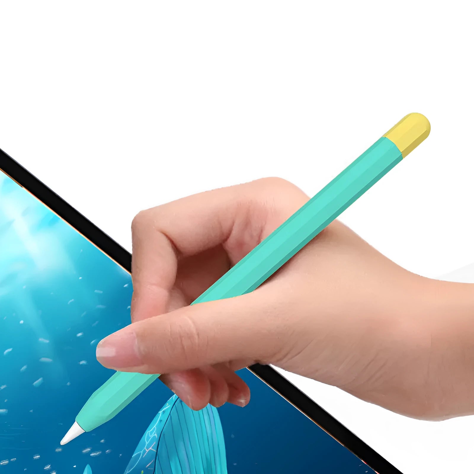 Octagonal pure silicone protective cover for Apple Pencil in black, slim 0.35mm design, anti-roll