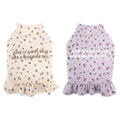 Teddy Bichon dog wearing light purple floral pattern polyester undershirt pet clothing