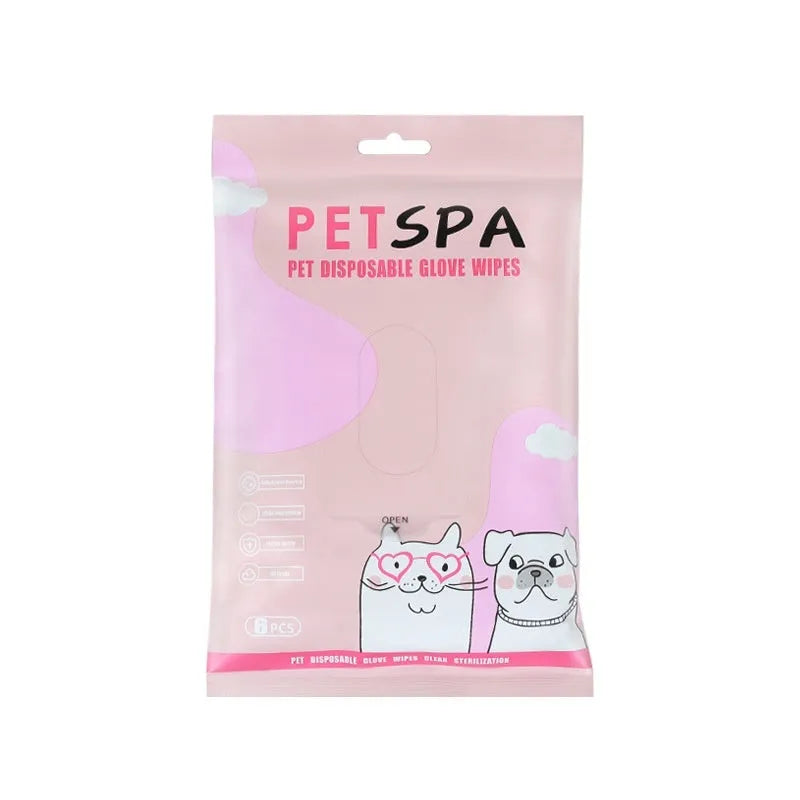 Pet wipes gloves for dogs, 6 pcs non-woven fabric, pink or white UK bag
