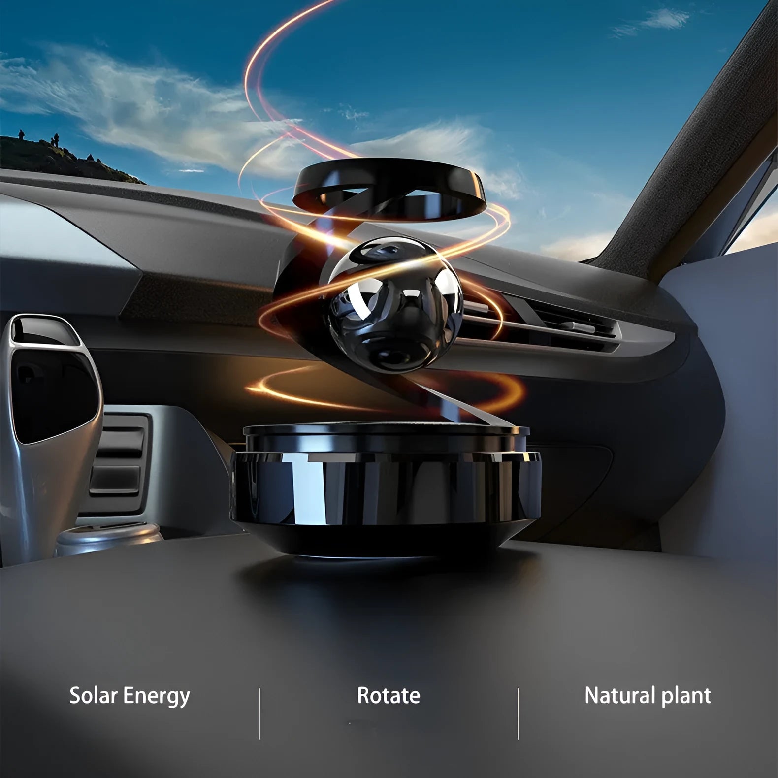 Solar-powered car aromatherapy perfume unit with decorative design and fragrance options
