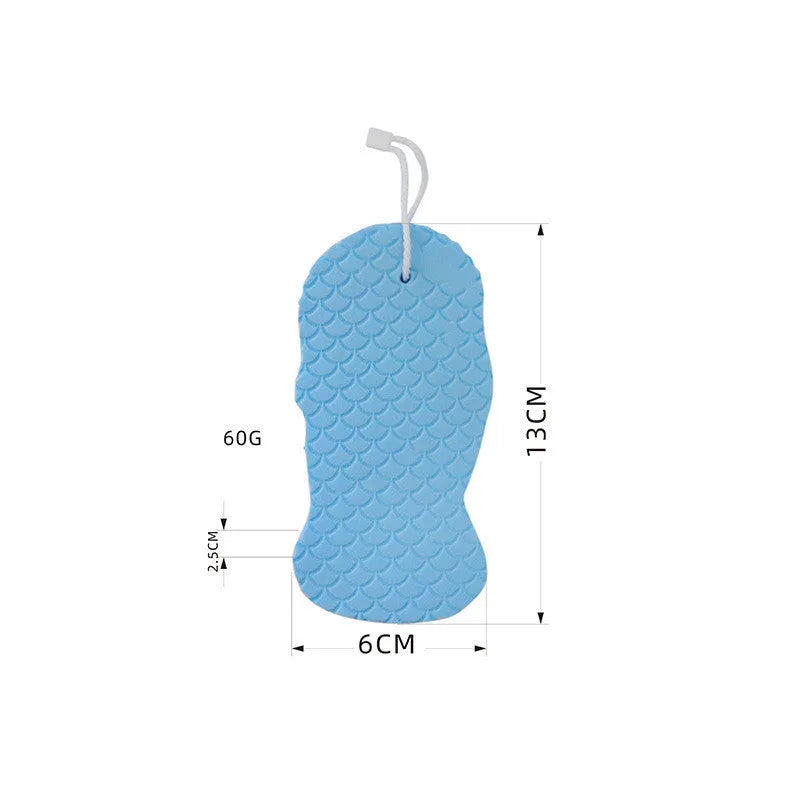 White 3D bath sponge with fish scale pattern texture for body exfoliation