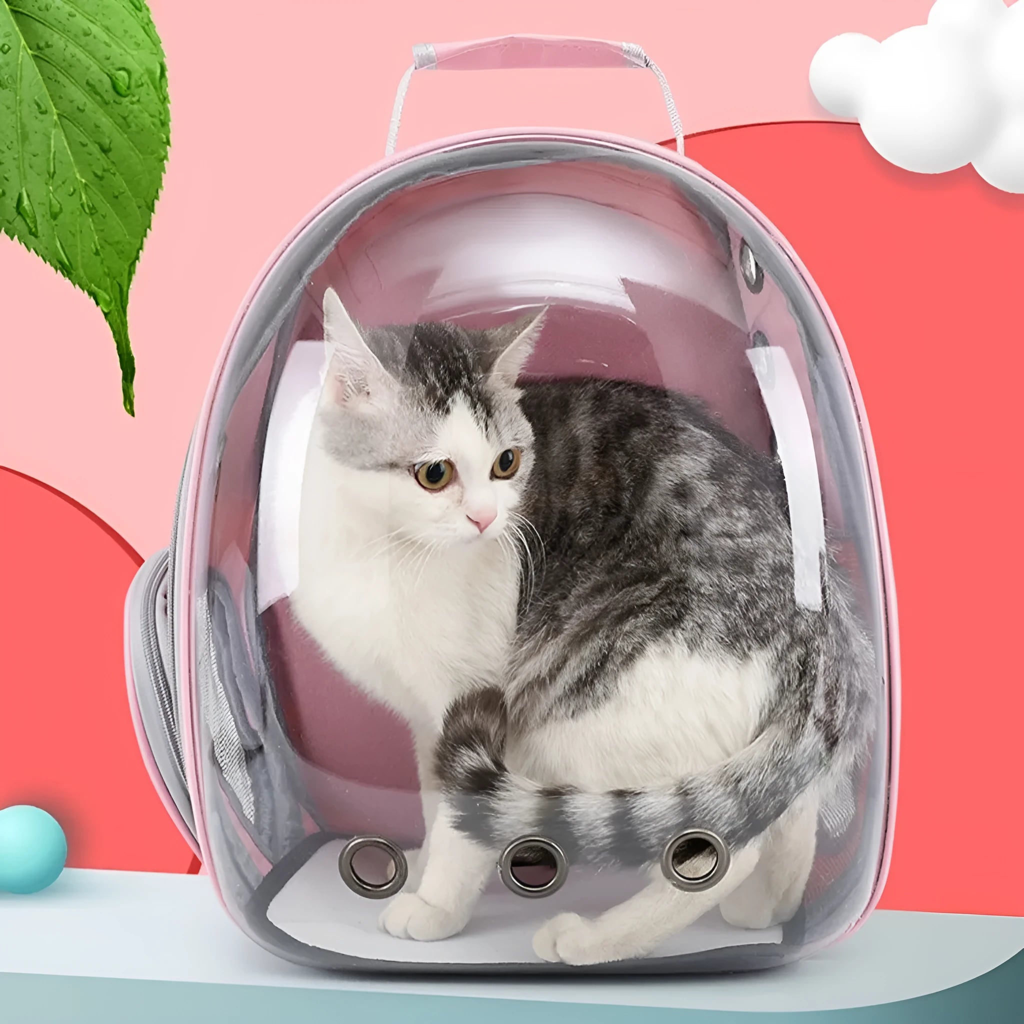 Transparent astronaut cat diaper bag with side opening in various solid colours