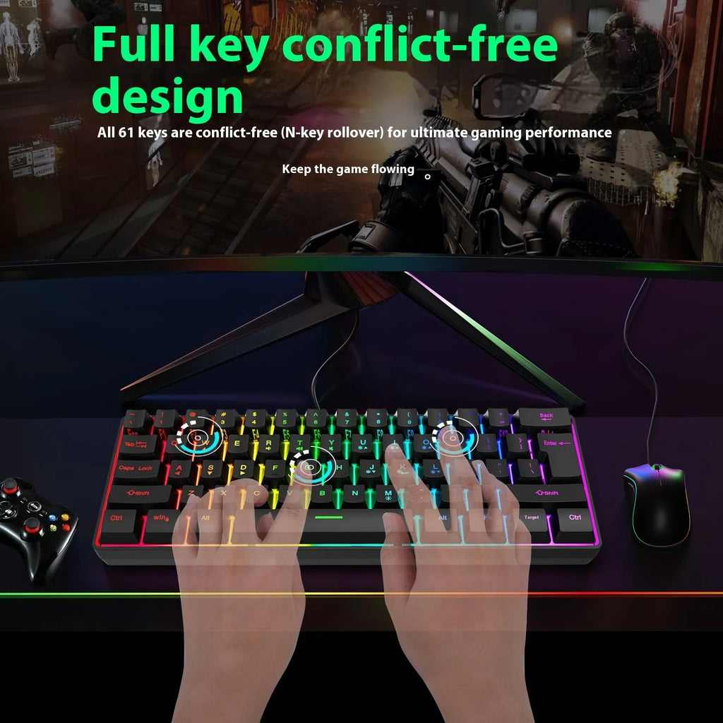 Simple Home Small RGB keyboard with K401 black finish, compact 30cm size, and colour backlighting