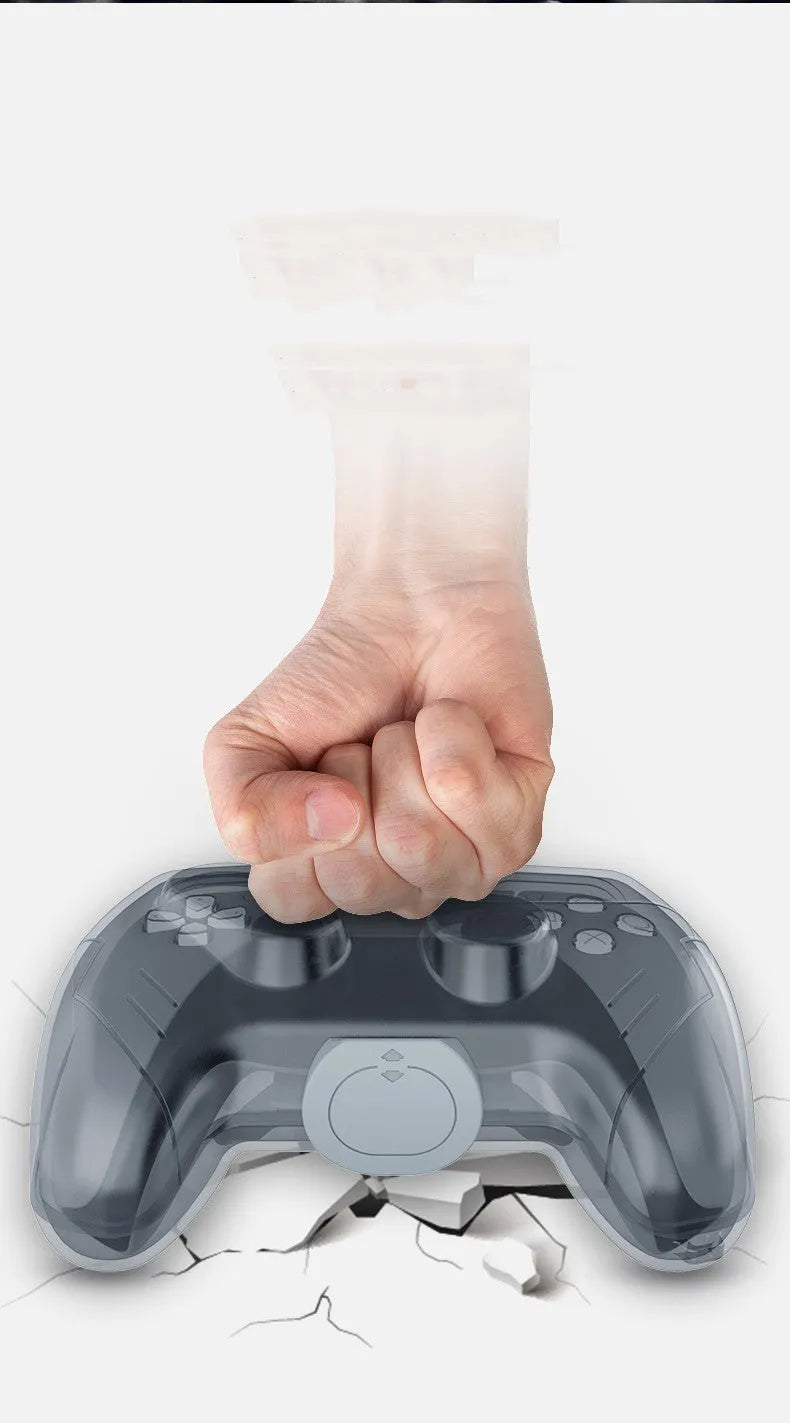 Transparent grey hard plastic game controller storage case with protective shell design