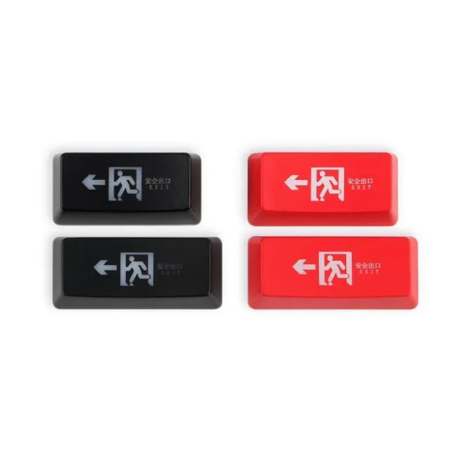 Clear emergency exit keyboard keycap for mechanical keyboards in red or black options