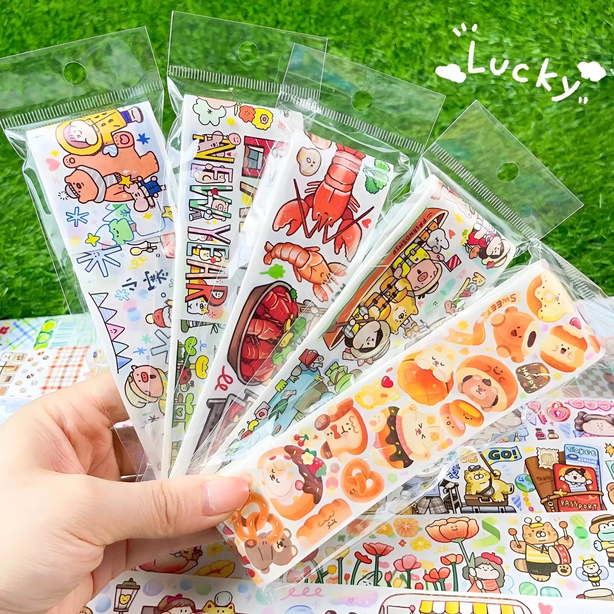 Haemorrhoid tape packaging sticker with cute cartoon character design printed on Japanese paper
