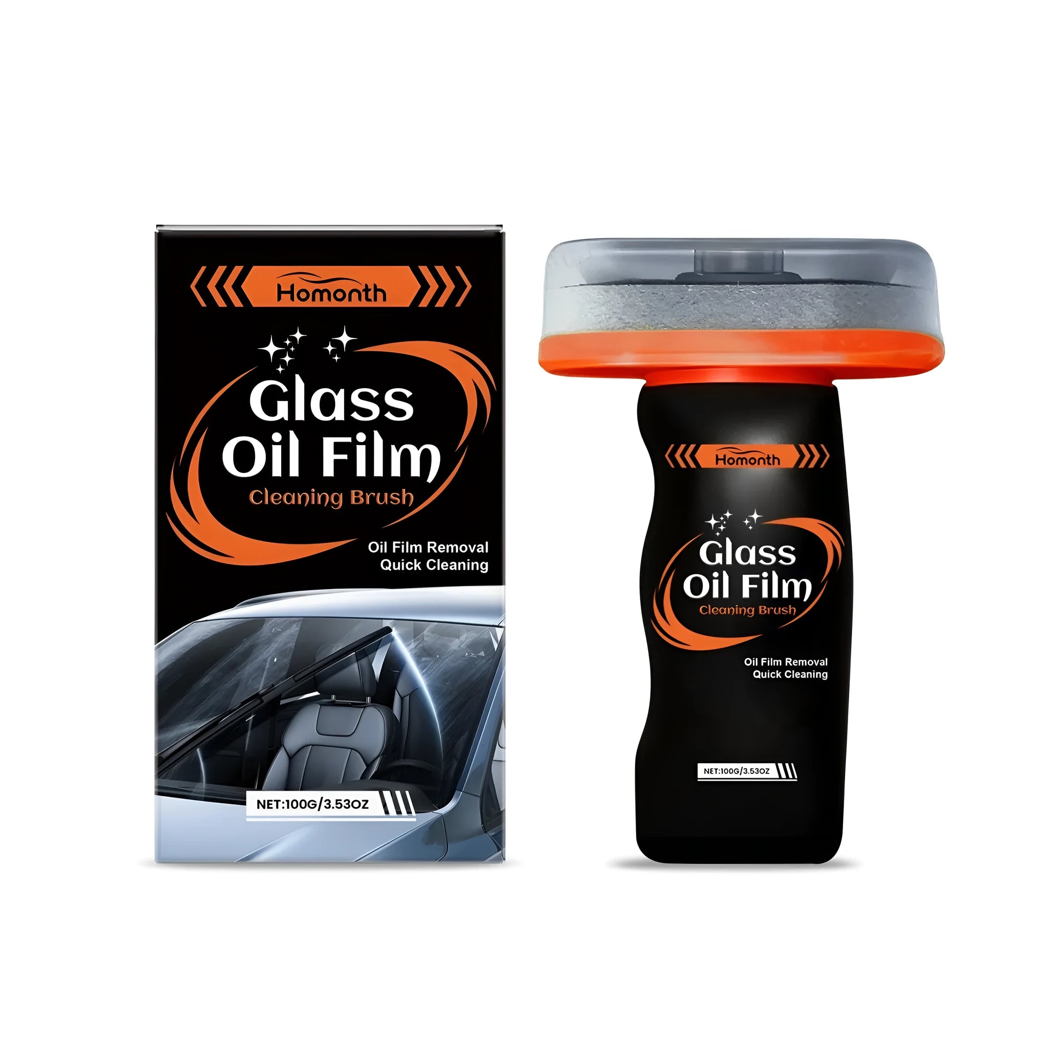 Glass oil film cleaning brush with 100g cerium oxide concentrate bottle and applicator brush