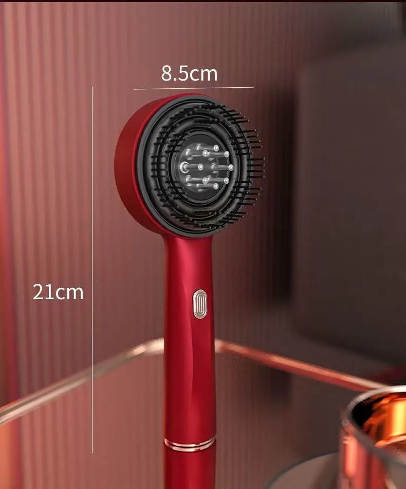 Handheld electric head massager with Bian stone comb and red light, in Dyson grey colour