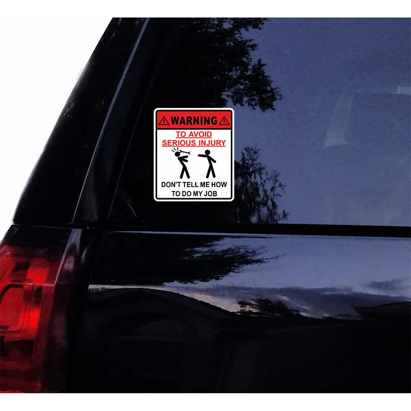Car glass warning sticker measuring 14.9cm by 12.6cm with 'To Avoid Serious Injury' text in Type A Hit colours.