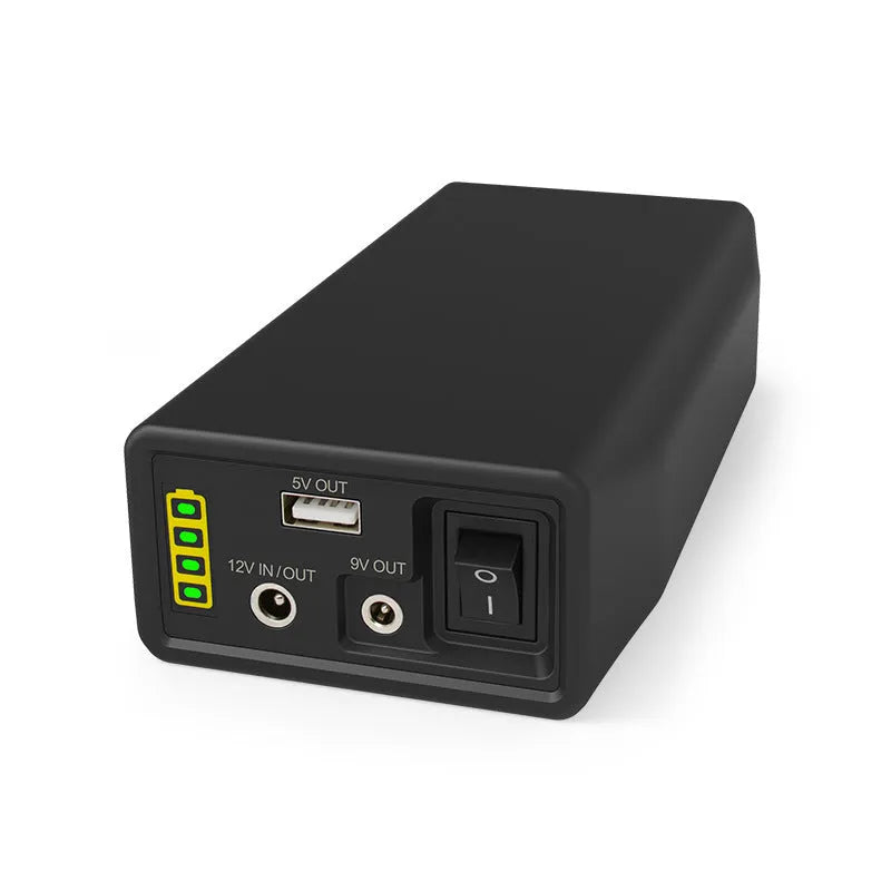 LF4100 compact 12V 76.8Wh lithium iron phosphate power bank with charger and cables.