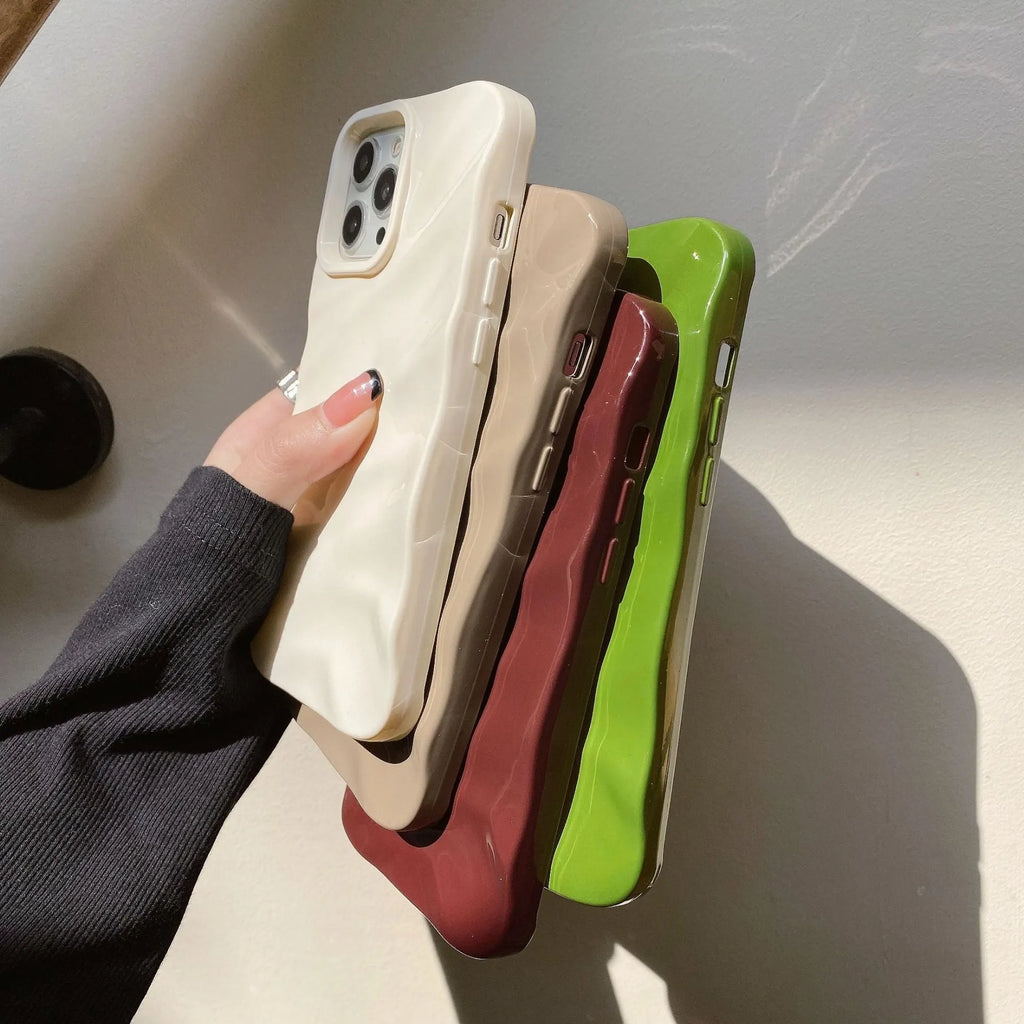 Wave pattern TPU phone case for iPhone 17 series in burgundy colour showing textured back design