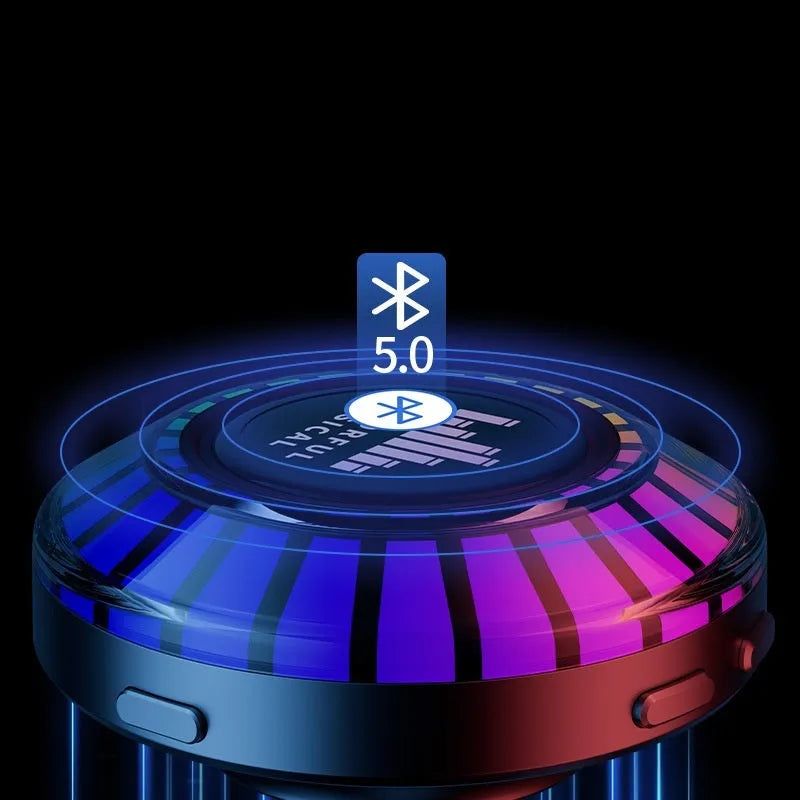 Compact cube-shaped voice control Bluetooth ambience lamp with polar light projection.