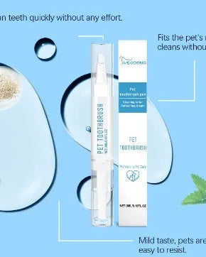 Pet toothbrush pen with soft bristle head and integrated 3ml dental gel reservoir