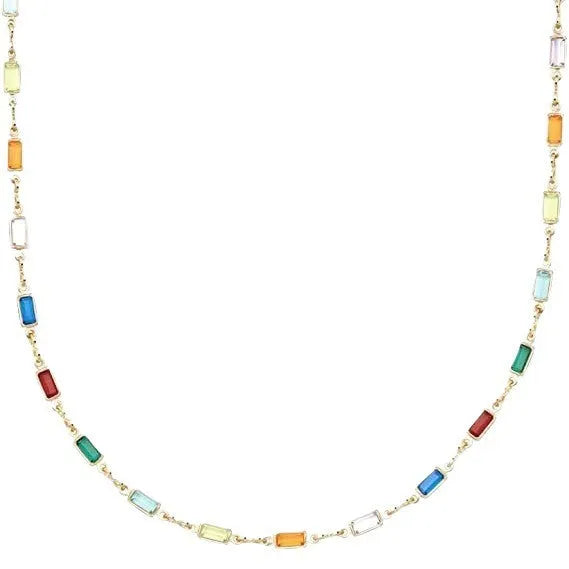 Ladies geometric crystal necklace with alloy pendant on adjustable 41-50cm chain