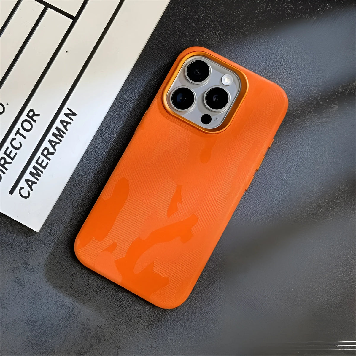 Camouflage imitation leather magnetic phone case for iPhone with shockproof and drop-resistant design