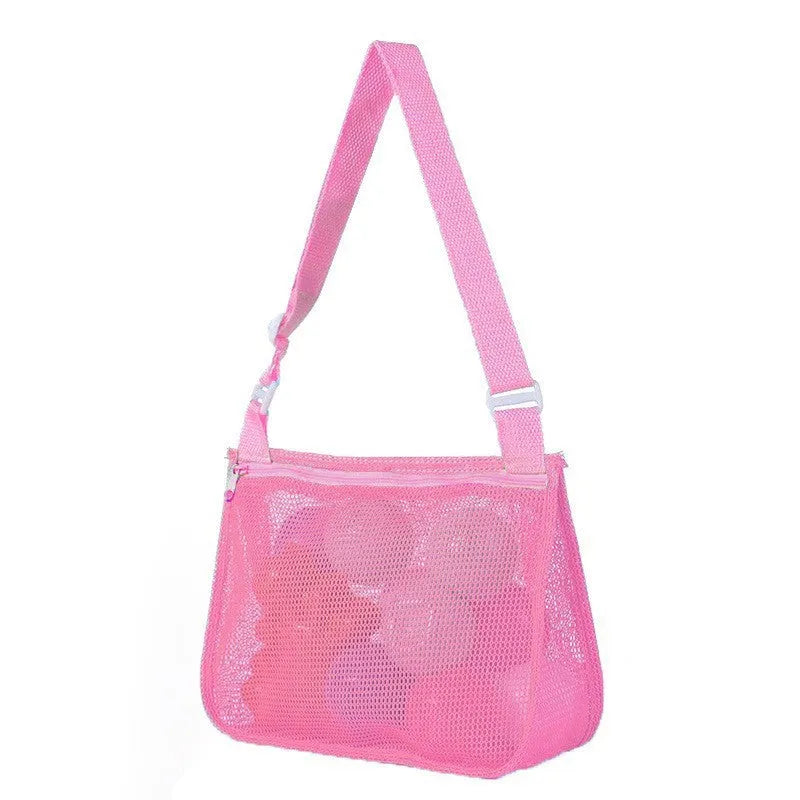 Blue nylon mesh children's travel storage bag with sealing function, 20x25x8 cm dimensions