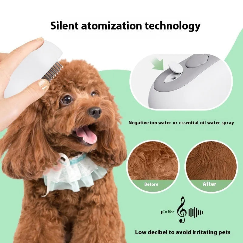 Rechargeable cat grooming massage comb in beige yellow, blue, grey, or orange colour