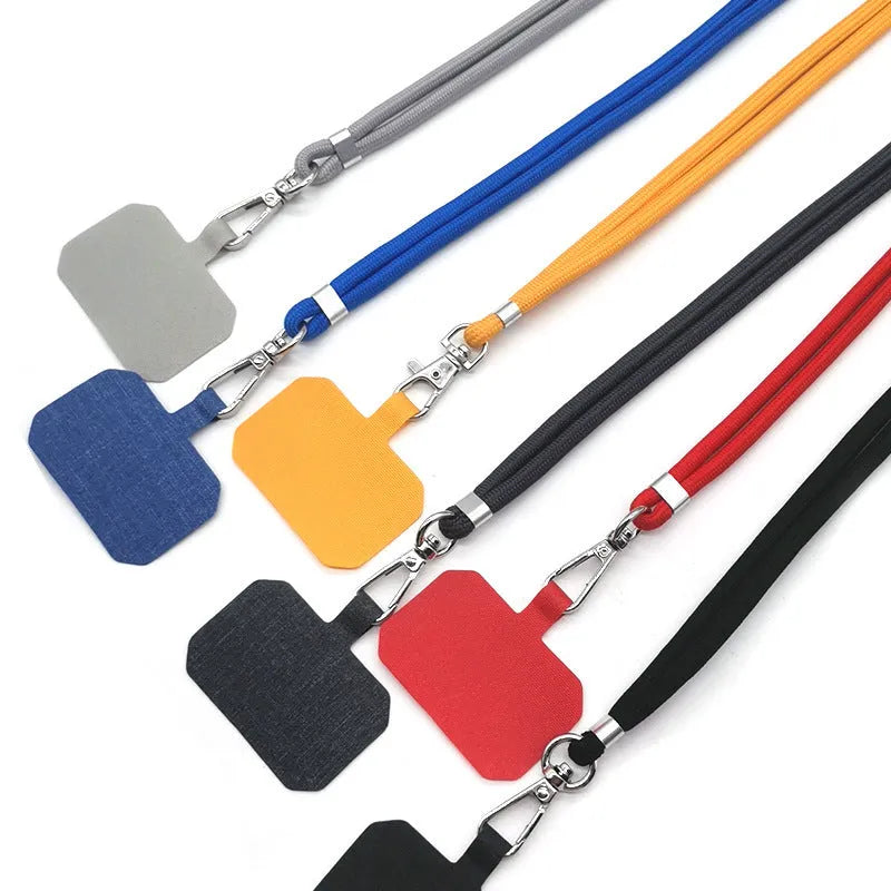 Universal card phone case lanyard with electroplated carbon fibre laminated skin, available in multiple colours