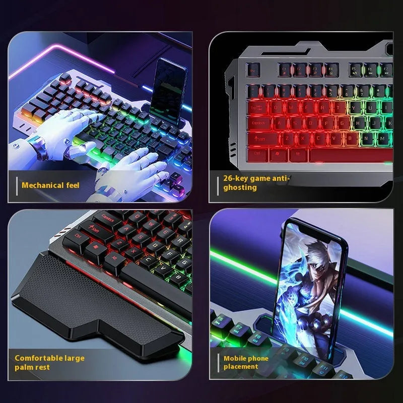 G9 mechanical gaming keyboard with aluminium frame and control knob in silver black, white ice blue, or gray rainbow colours