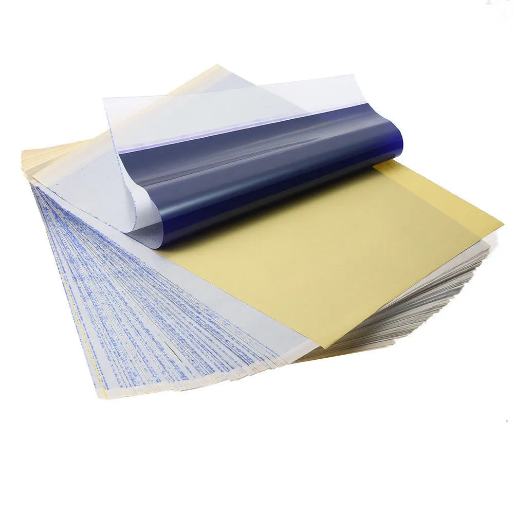 A4 tattoo transfer paper sheets for hand drawing and machine conversion with transfer paste gel
