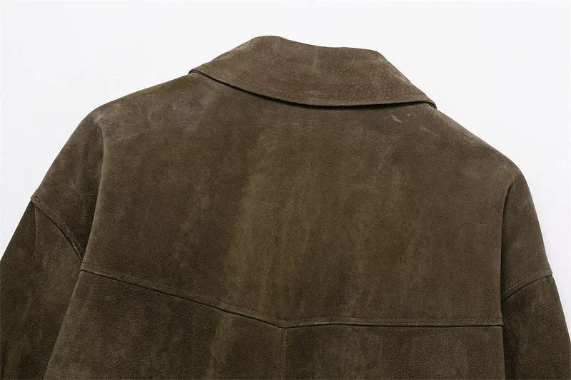 Women's medium thickness PU fabric jacket in regular fit Japanese Korean casual style